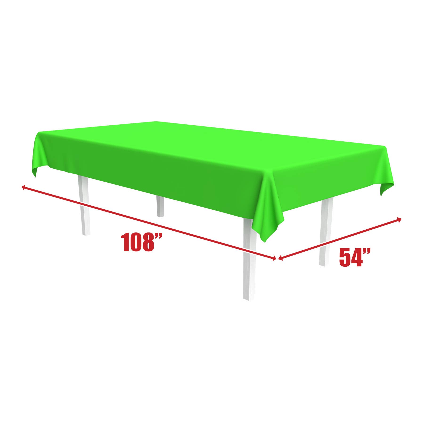 Beistle - Wholesale Tablecloth - Neon Lime Plastic Rectangular Tablecover, 54" x 108"2