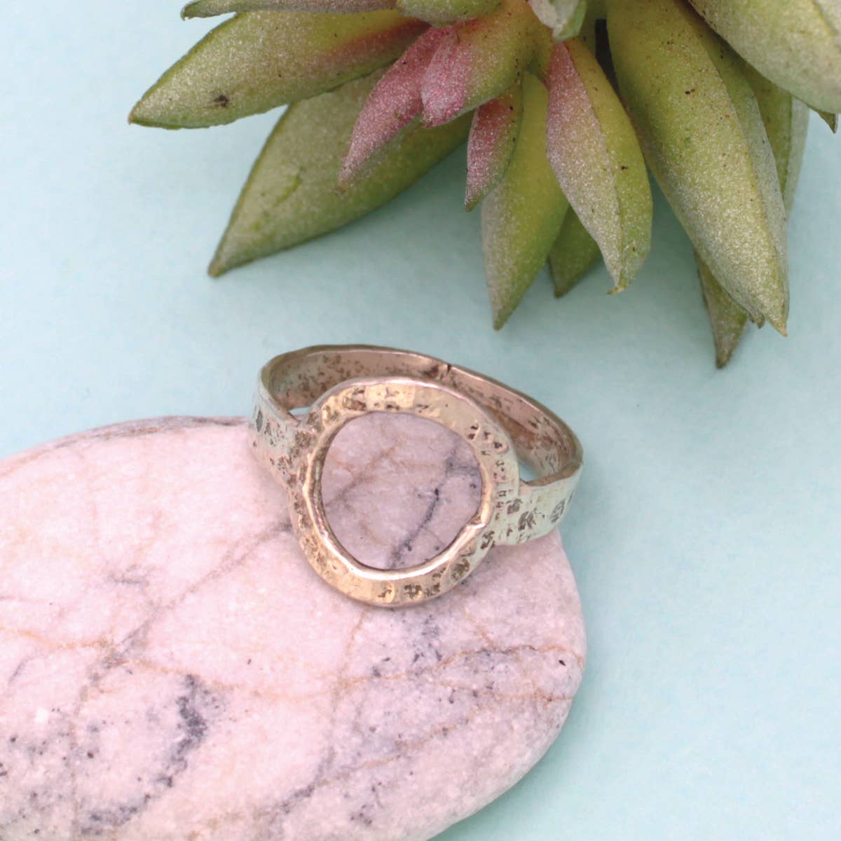 ZAD - Wholesale Band/Stacked Ring - Textured Silver Circle Adjustable Ring