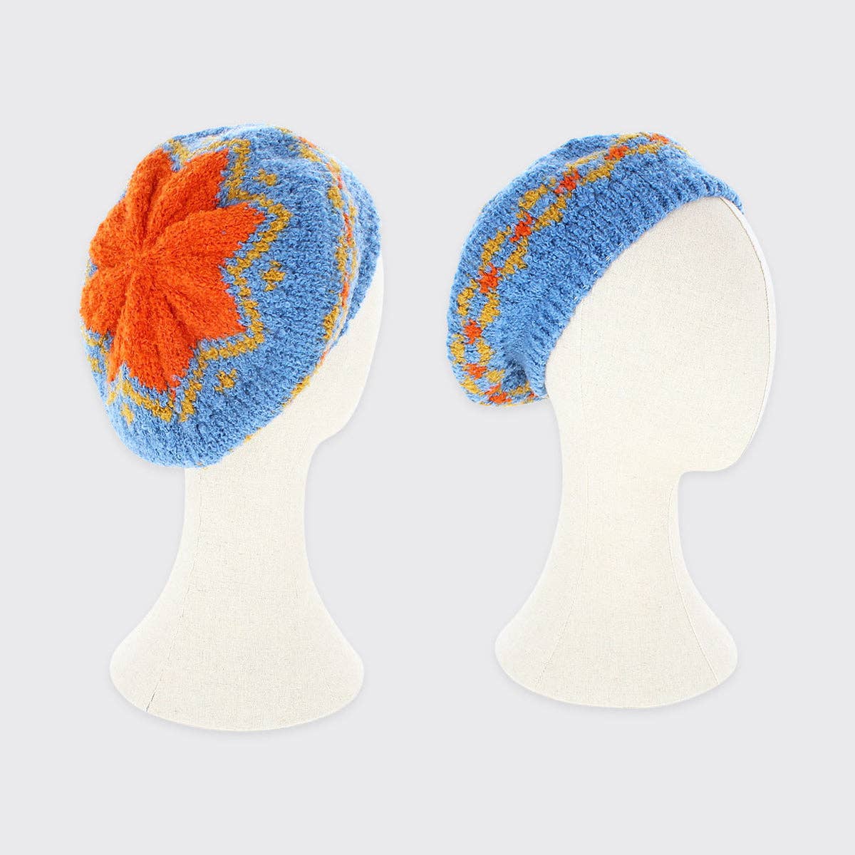 Forever England / Millie Mae – wholesale Beret – Women's – Trixie Beret - Sky Blue / Burnt Orange0