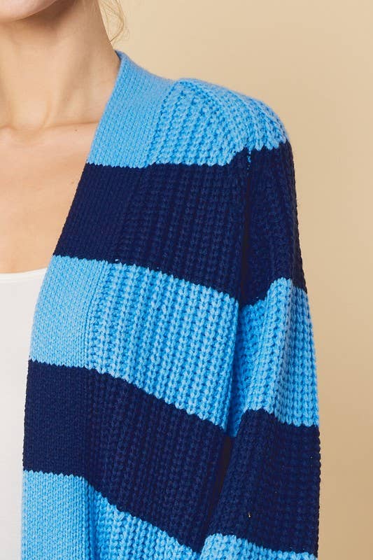 Peace Love Line - Wholesale Cardigan - Women's - STRIPED MIDI SWEATER CARDIGAN10