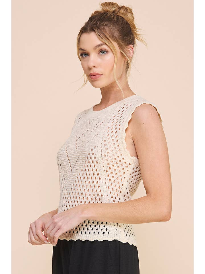 Allie Rose – wholesale Knit top – Women's – Sweater Tank with Scallop Edges6