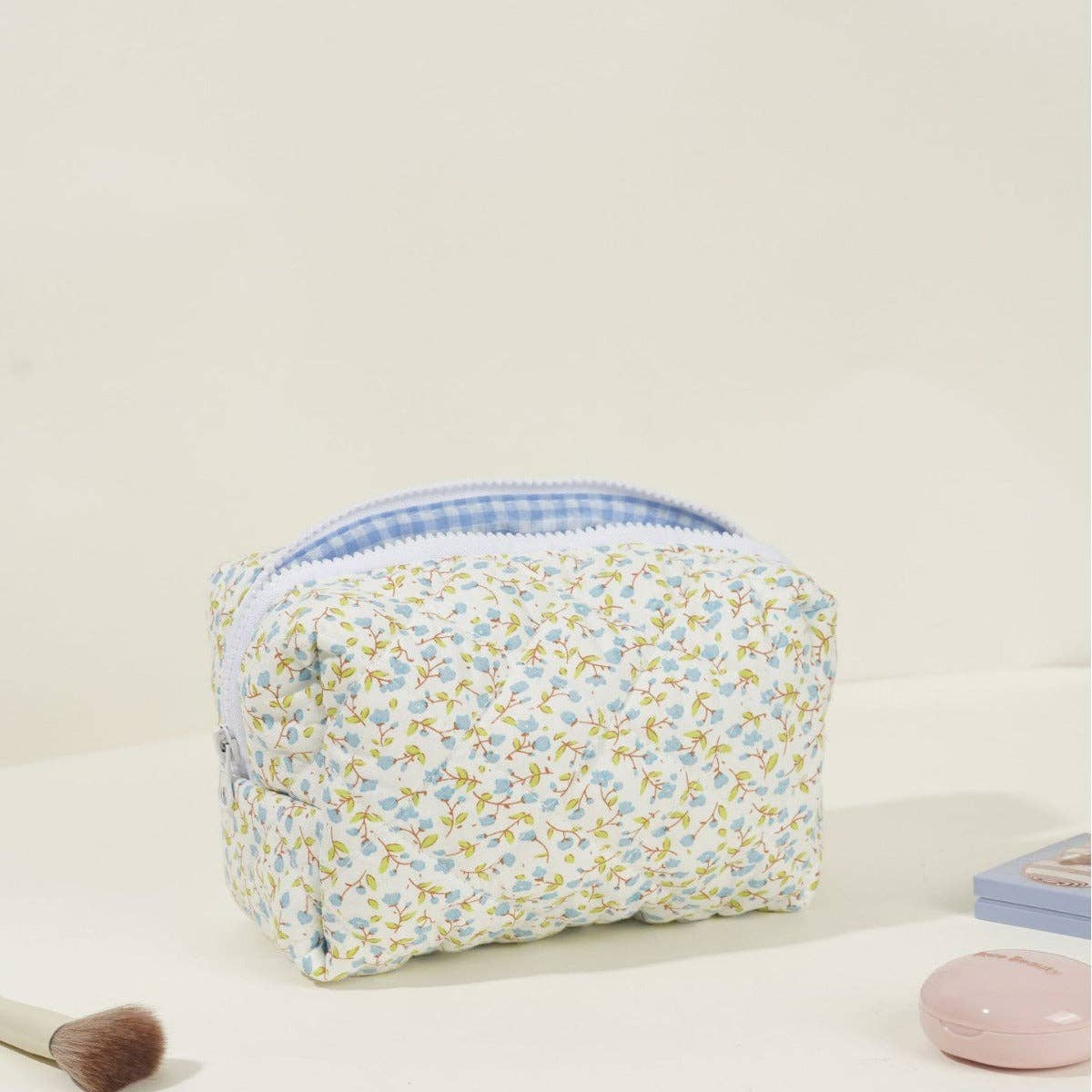 Dipped Shop - Venta al por mayor Bolsa para maquillaje - Bolso de Maquillaje de Gran Capacidad Acolchado Floral de Algodón DPB01150