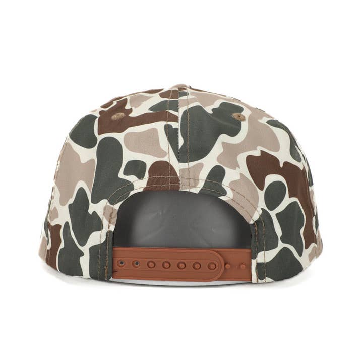 American Flyway Waterfowl - Vendita all'ingrosso Cappellino con visiera piatta - Unisex - Cappello Old School in corda vintage con toppa in pelle verde e marrone