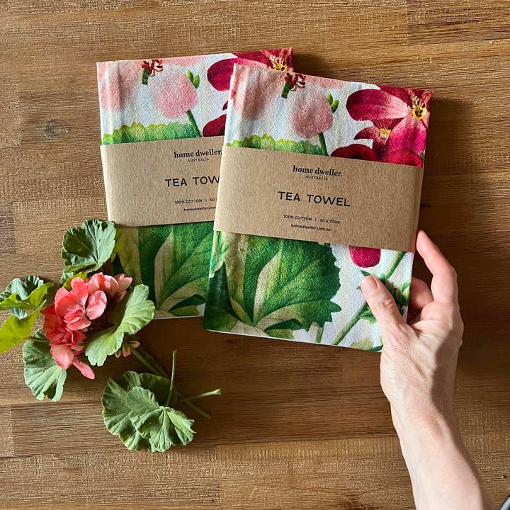 Home Dweller - Wholesale Tea Towel - Geranium Tea Towel