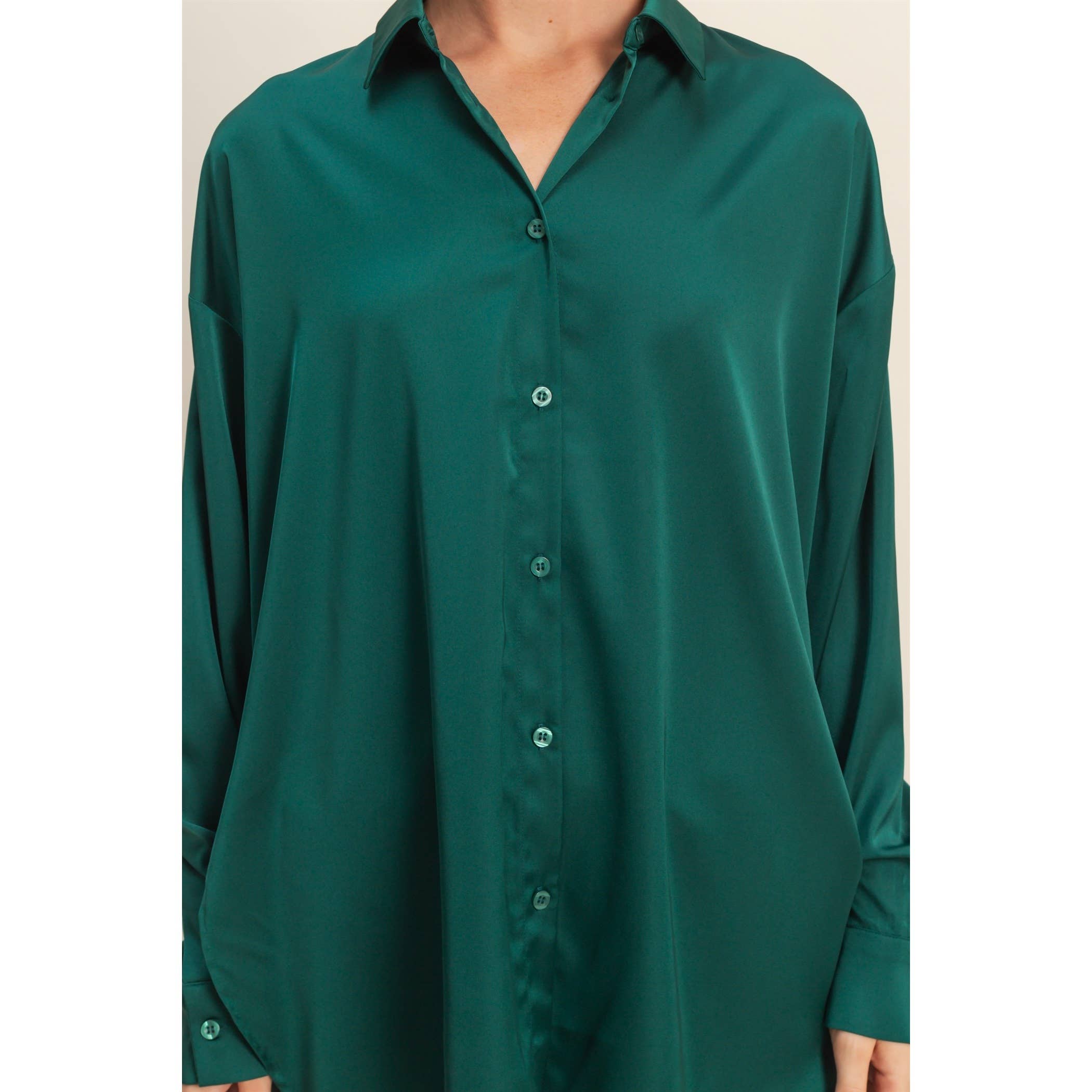 HYFVE - Venta al por mayor Blusa - Mujer - Camisa de satén de manga larga y corte holgado14