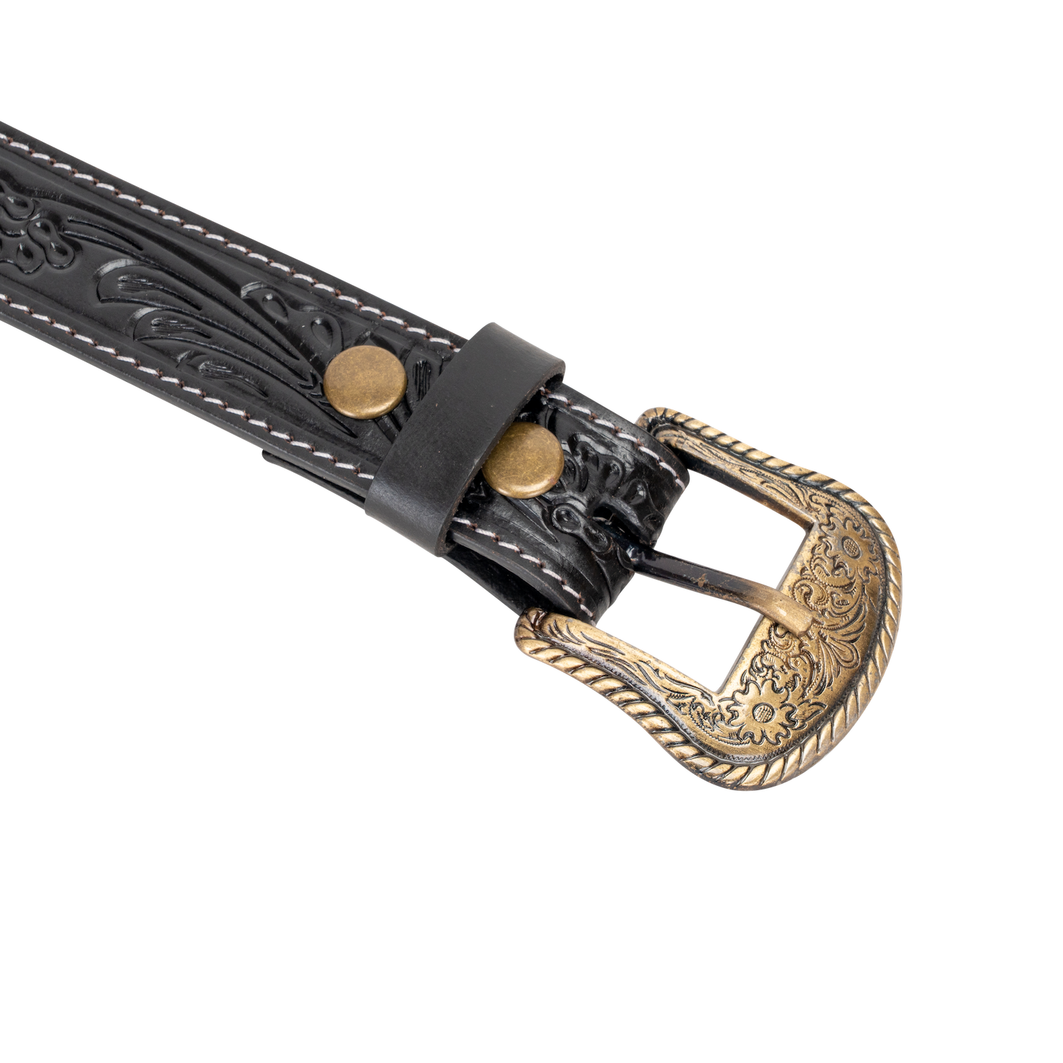 Greenwood Leather AU - Wholesale Belt - Unisex - Embossed Leather Belt - Black - With Western Style Buckle1