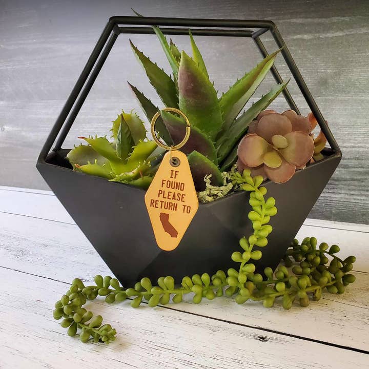 Custom Leather Motel Keychain If Found Return to (custom) for wholesale by Mad River