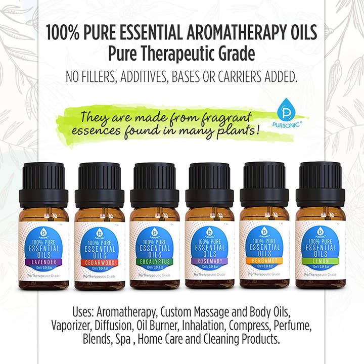 Pursonic – Engroshandel Æterisk olie – Rene æteriske aromaolier. 6-pakke EO6PK3
