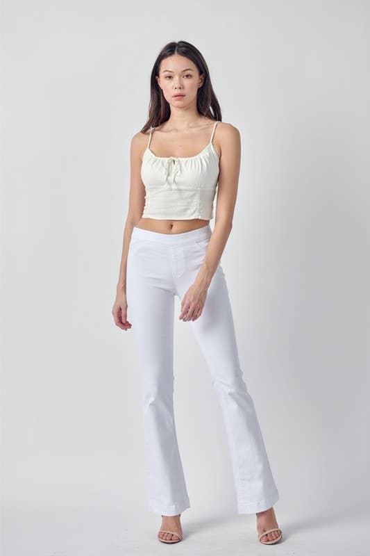 White 35324WHT-Flare High Waisted Ultra Stretch Denim Pants for wholesale on Faire4