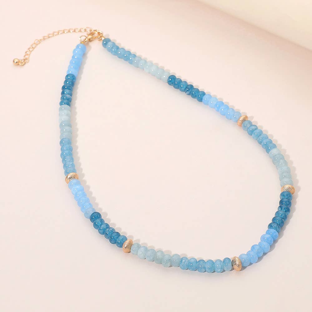 Sensibling Corp. – wholesale Beaded/pearl necklace – Gold Accent Spacer Marbled Resin Beaded Necklace2