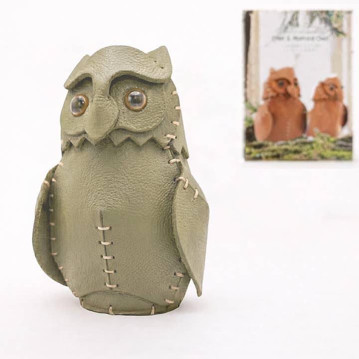Owl & Horned Owl - Leather DIY Kit / Khaki for wholesale by Kyoto Makotoya