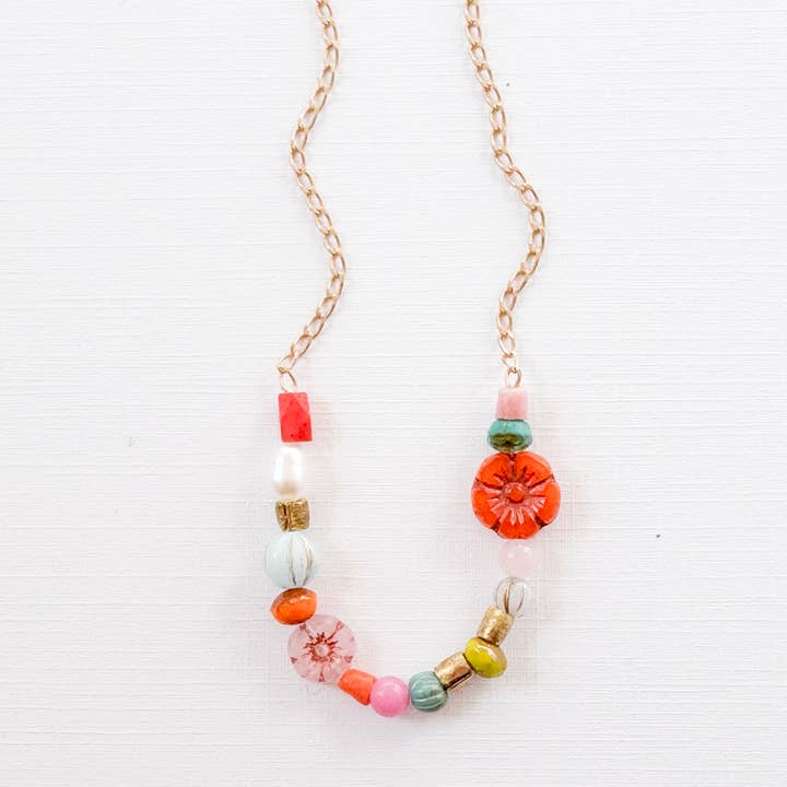 Nest Pretty Things - Wholesale Beaded/Pearl Necklace - Dainty Pearl Flower and Recycled Bead Necklace 9