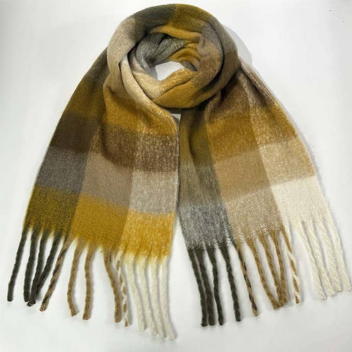 NINEXIS - Wholesale Scarf - Women's - CWASC1578_WINTER PLAID THICKENED WARM SCARF SHAWL4