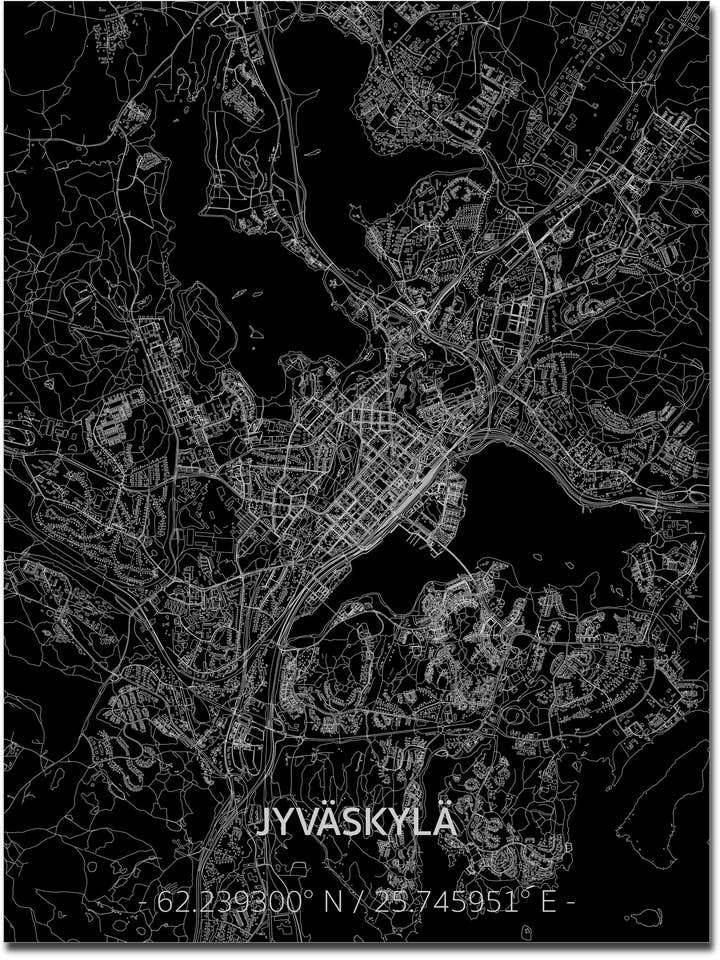 Citymap Jyväskylä | Wanddekoration aus Aluminium für den Großhandel von Brandthout.