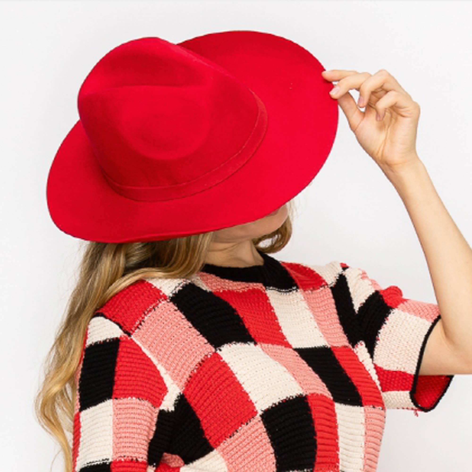 Red Premium Wool Pencil Brim Hat -Red for wholesale on Faire11