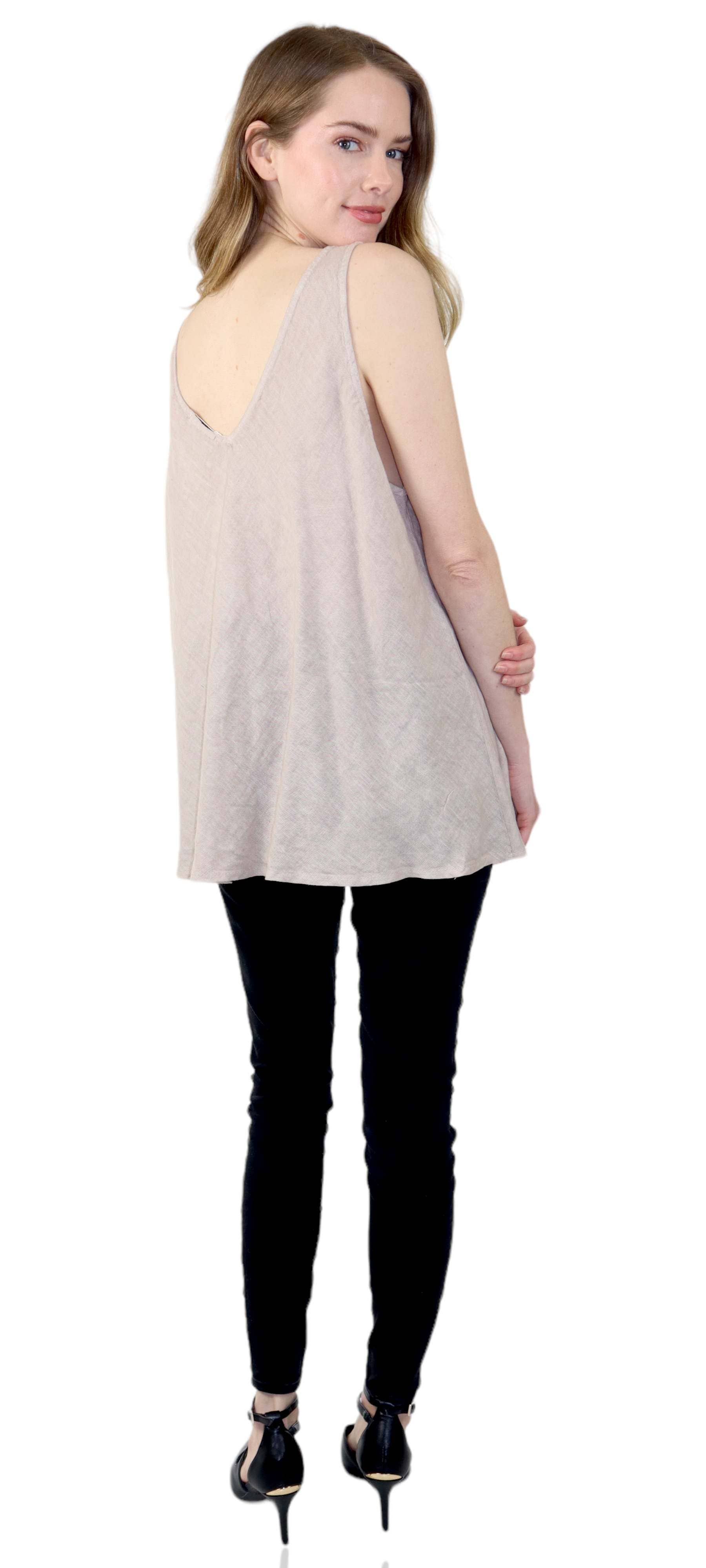 LINEN AND GAUZE - Wholesale Tunic - Women's - Biased cut perfect fit linen tunic, V neck Linen Tank tunic10