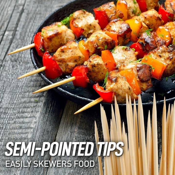 Zulay Kitchen - Wholesale Skewer - 40 Pack Bamboo Wooden Skewers Sticks