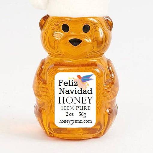 Feliz Navidad Honey 2oz Honey Bear for wholesale by HoneyGramz