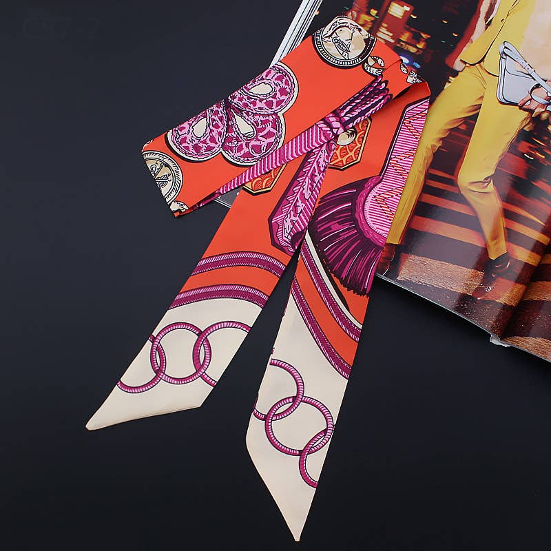 Winding River – wholesale Scarf – Women's – Epaulette Ribbon Tie Scarf and Round Orange Gift Box3