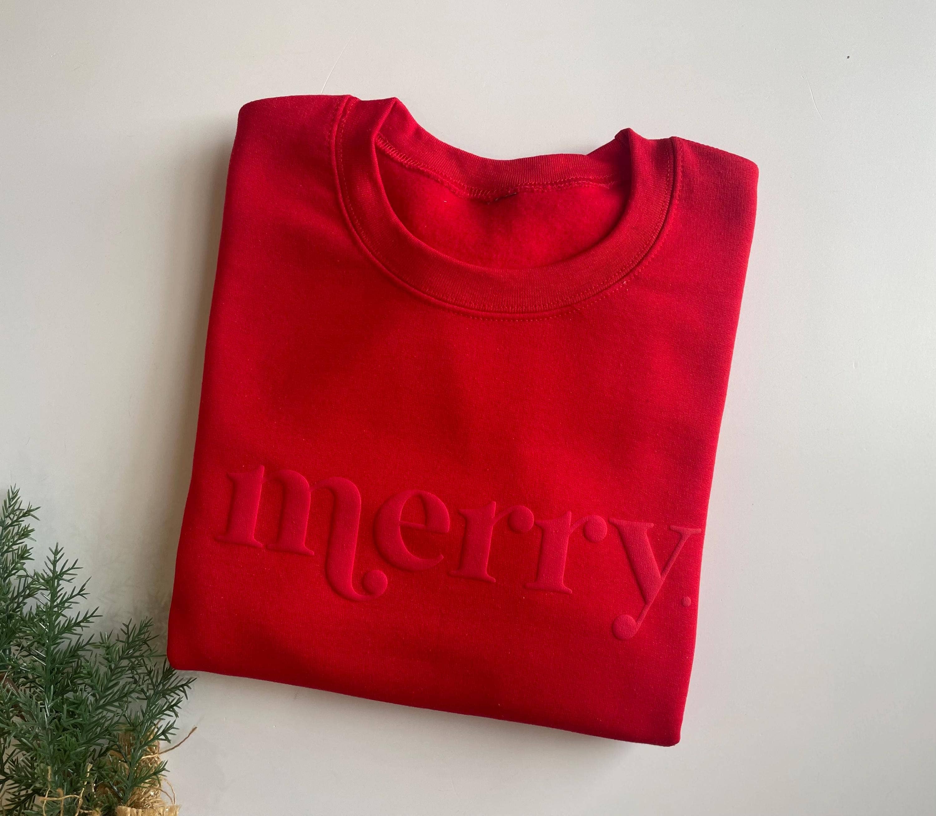Up2ournecksinfabric - Wholesale Sweatshirt - Women's - Retro Embossed Merry Sweatshirt - Womens Holiday Sweatshirt3