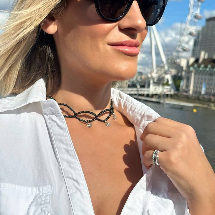 Christina Christi - Wholesale Beaded/Pearl Necklace - Black Beaded Choker Necklace, Black Choker, Black Beaded1