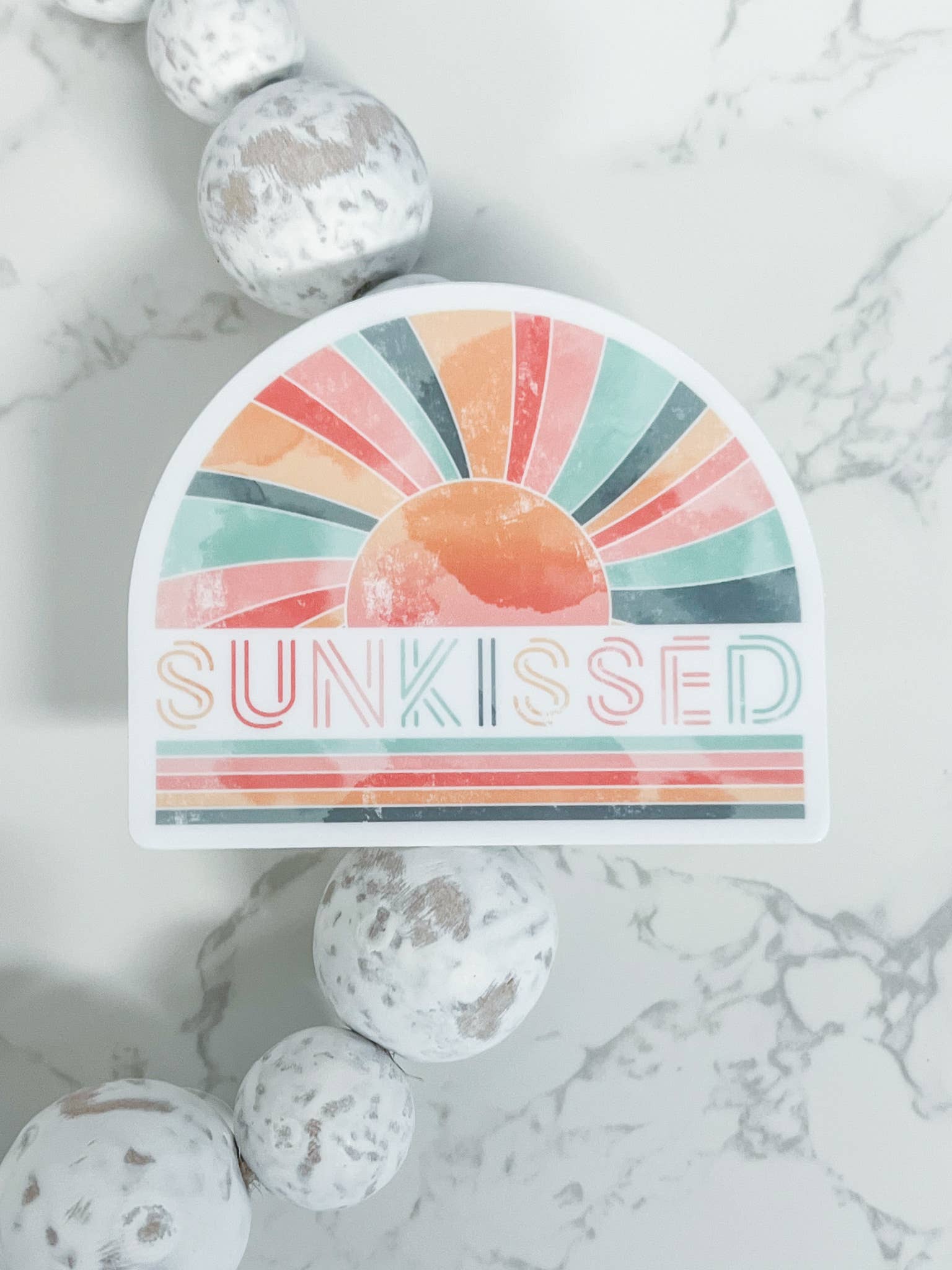 Savannah and James Co - Wholesale Sticker - Sunkissed Sun White Sticker, 3x3