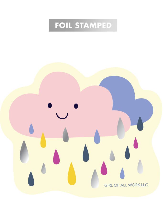 Cloudy Day Foil Stamped Vinyl Sticker for wholesale by Girl of All Work