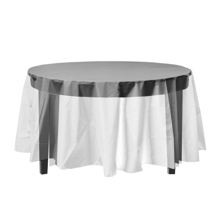 Round 84 in. Clear Plastic Tablecloth Disposable for wholesale by Crown Display