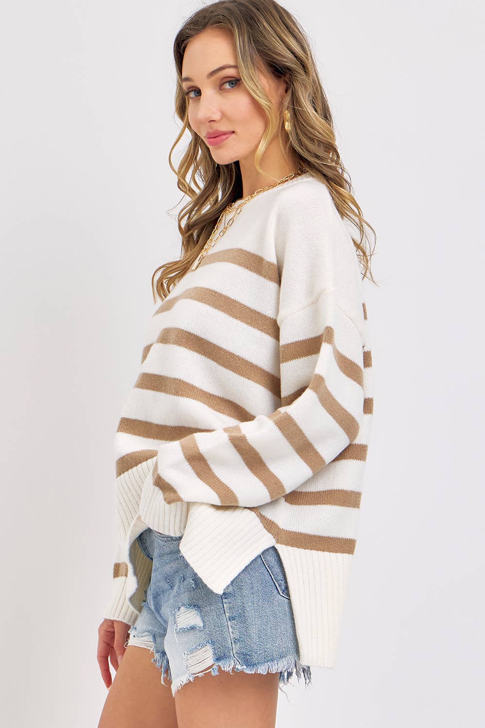 Sweet Lovely by Jen – wholesale Tunic sweater – Women’s – STRIPED PULLOVER OVERSIZE  SWEATER4