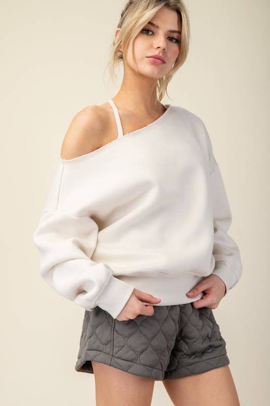 Sunday Morning - Wholesale Sweatshirt - Women's - T6899PL37 PLUS SIZE OFF SHOULDER FRENCH TERRY FLEECE TOP7