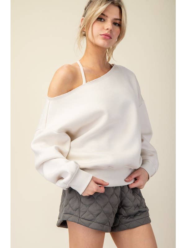 Sunday Morning – wholesale Sweatshirt – Women's – T6899PL37 PLUS SIZE OFF SHOULDER FRENCH TERRY FLEECE TOP7