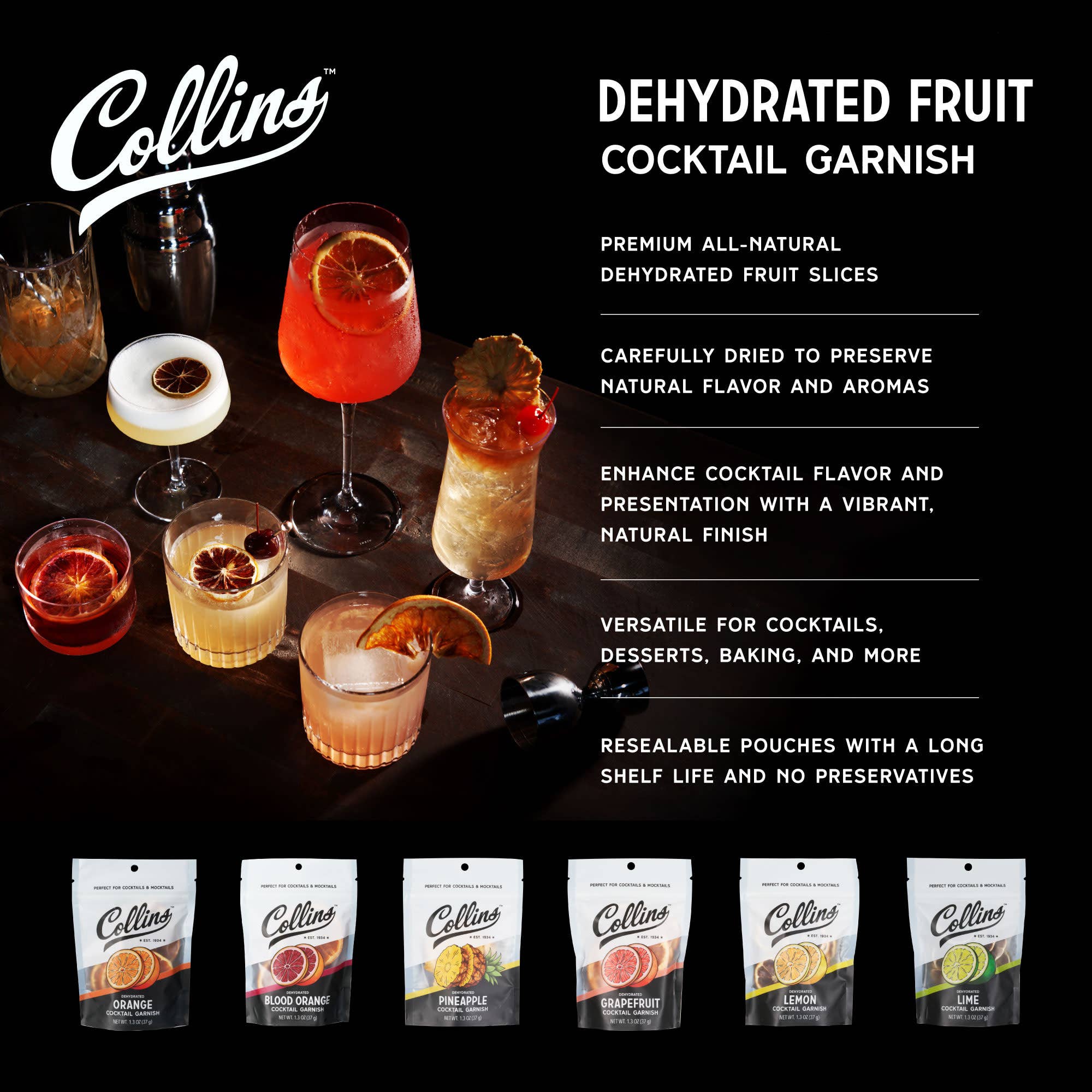 Collins - Vente Fruits secs/déshydratés - Garniture de cocktail à la lime déshydratée 1 oz1