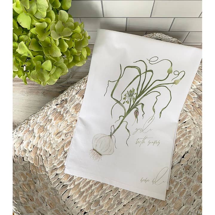 Bebe Blu Designs, LLC - Wholesale Tea Towel - Garlic Tea Towel, Kitchen Decor, Garlic Flour Sack Towel6