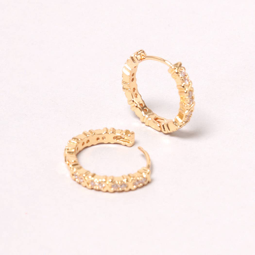 Fashion City - Wholesale Hoop Earrings - 14K Gold-Dipped Rhinestone Hoop Earring