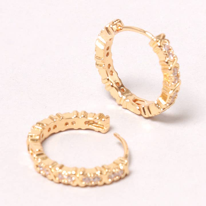 Fashion City - Wholesale Hoop Earrings - 14K Gold-Dipped Rhinestone Hoop Earring0