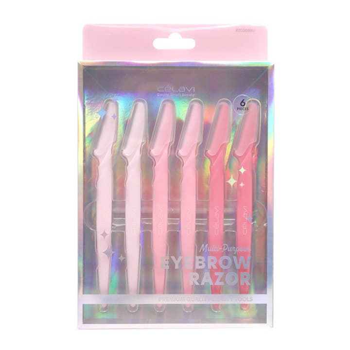 PINEAPPLE Beauty - Wholesale Eyebrow Razor/Shaper - Celavi RZC008BU Pink Multi-Purpose Eyebrow Razor - 6 pcs