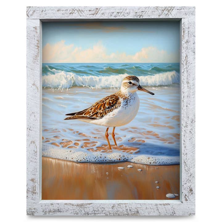Beautiful Sandpiper | Real Wood Framed Wall Art Print for wholesale by Mill Wood Art