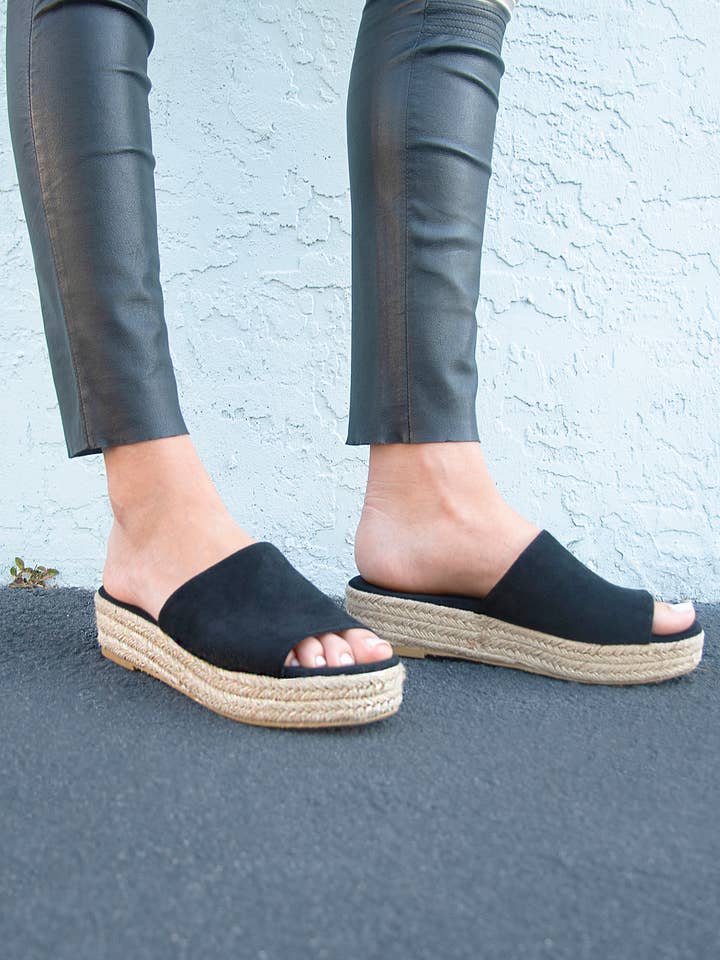 Padma Wedge Espadrille- Black for wholesale on Faire2