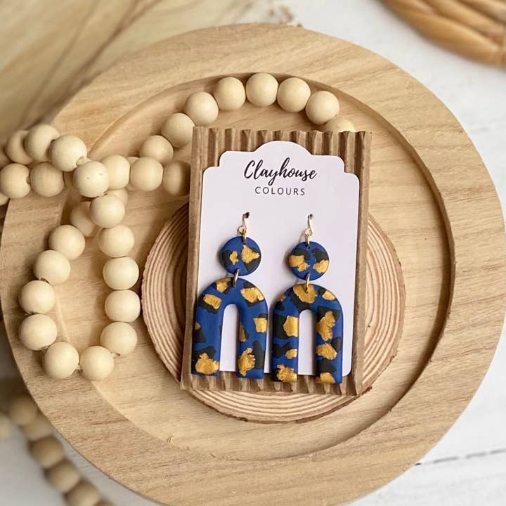 Clayhouse Colours - Wholesale Dangle Earrings - Navy & Gold Clay Earrings4