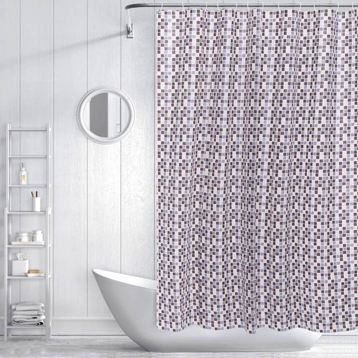 RAY STAR 70''X72'' PEVA Shower Curtain Liner 12 Hooks Heavy Duty Odorless Mosaic Red Design for wholesale by Ray Star