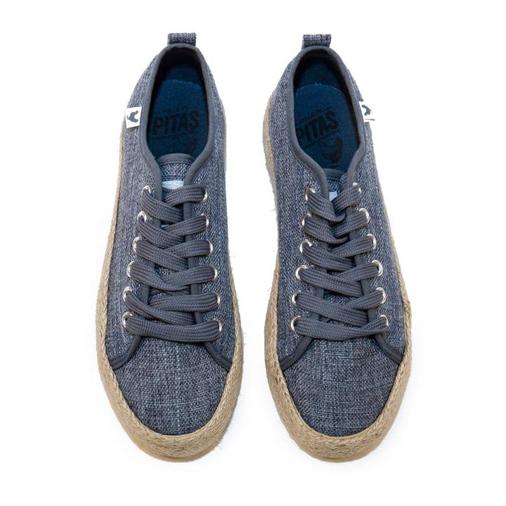 Ada Women's Navy Linen Lace-Up Espadrilles for wholesale by Walk In Pitas UK