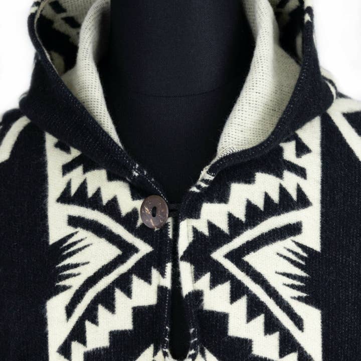 ECUALAMA – Engroshandel Poncho - Unisex – Lupu - Baby Alpaca uld Unisex Hættetrøje Poncho Pullover M-XXL - Ulvemønster7