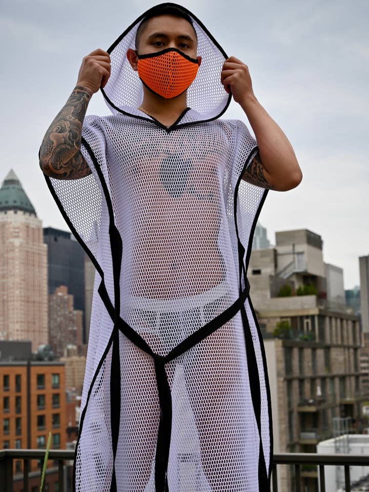 Weiße Tunika mit Wabenmuster für den Großhandel von BoiPKG