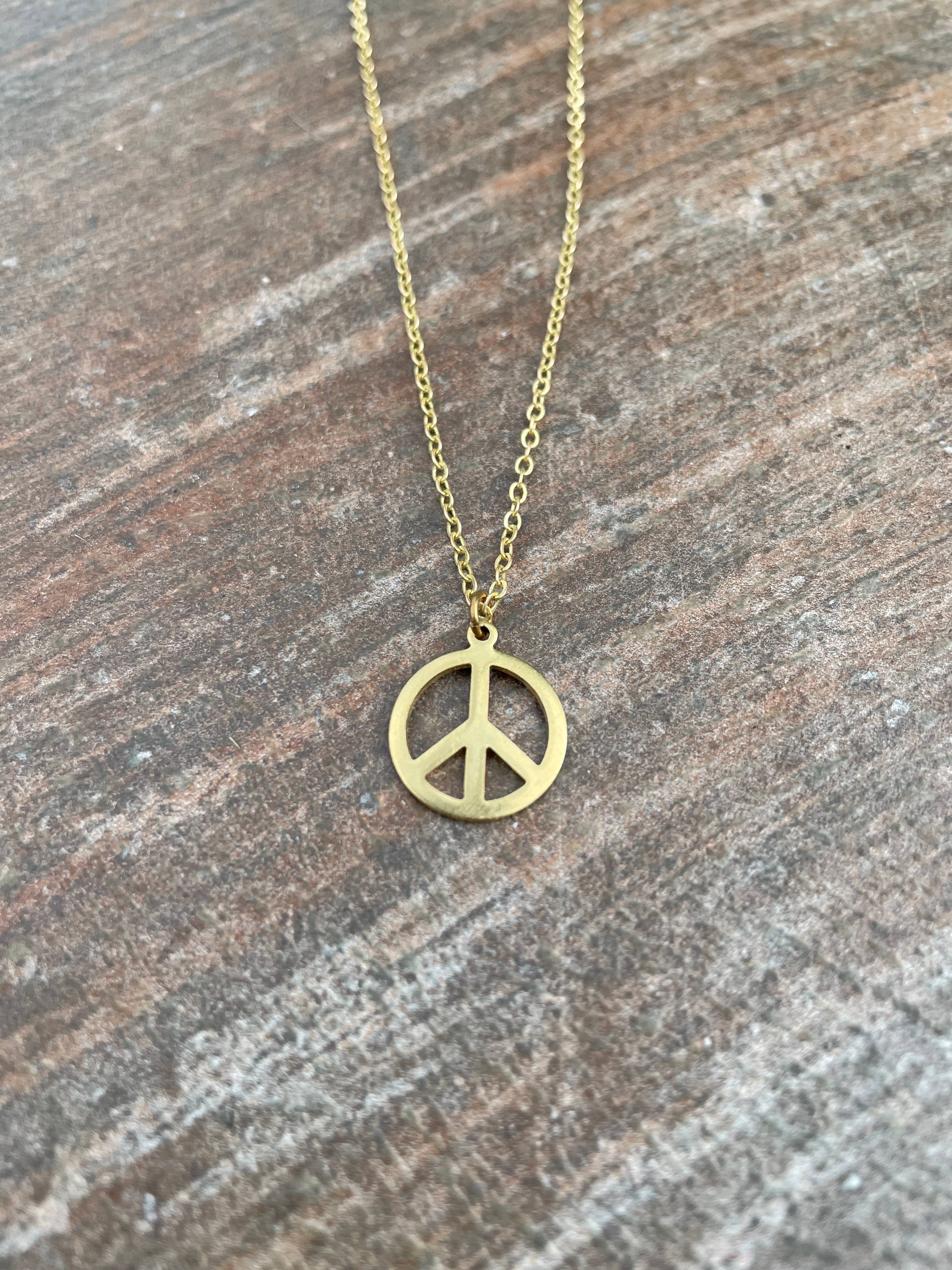 Red Shed Designs - Vente Colliers à pendentif - Collier bohème signe de paix en laiton - Gypsy Hippie Woodstock2