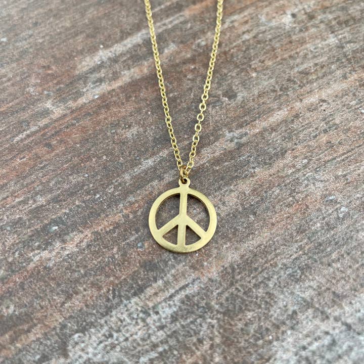 Red Shed Designs - Vente Colliers à pendentif - Collier bohème signe de paix en laiton - Gypsy Hippie Woodstock2