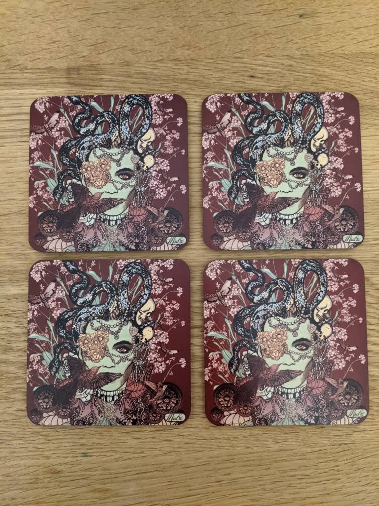 Msdre – wholesale Coasters – Medusa Greek Snake Goddess Coaster By Artist1