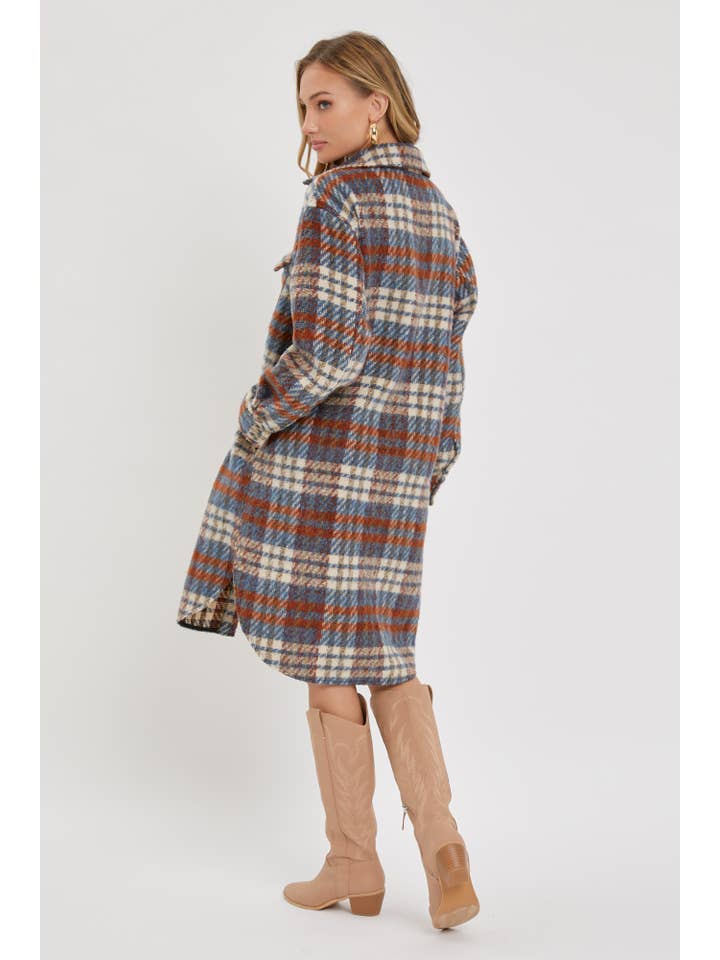 Sweet Lovely by Jen – wholesale Shirt Jacket/Shacket - Women’s – SW1571 PLAID COAT/SHACKET