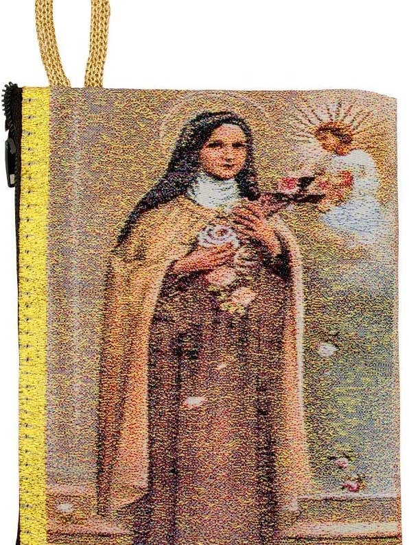 Grande Custodia per Rosario in Arazzo con Design di Santa Teresa per la vendita all'ingrosso da parte di Village Gift Importers