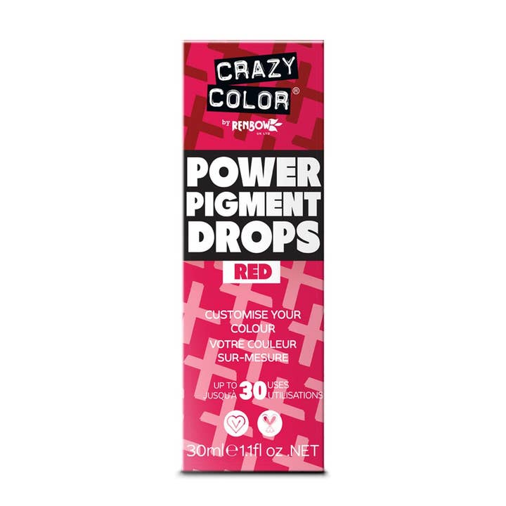 KT Supply - Wholesale Hair Dye - Crazy Color Power Pigment Drops, Red, 1.1oz