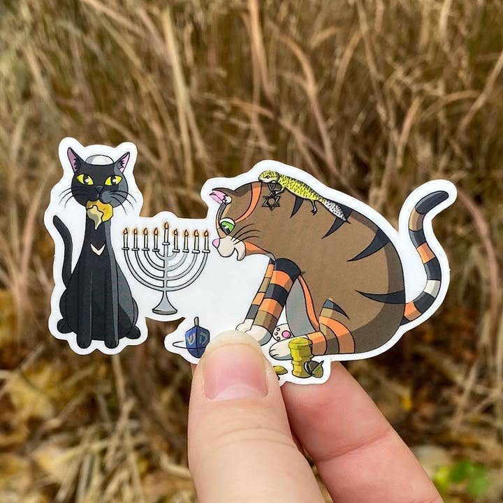 Waterproof Matte Vinyl Hanukkah with Friends Sticker for wholesale by Rye & Co.